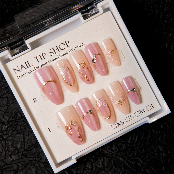 Decorative Press-On Nail Tips with Floral Designs