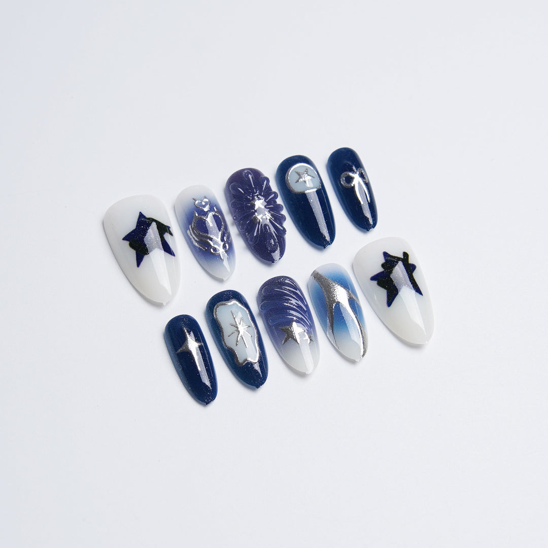 Acrylic nail set with stylish designs Stornfield