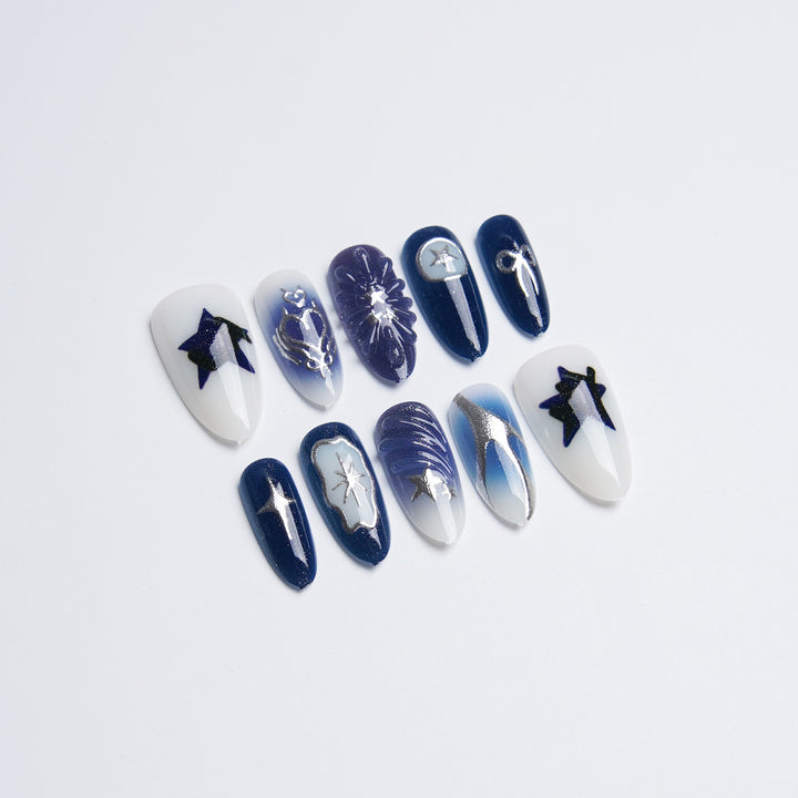 Acrylic nail set with stylish designs Stornfield