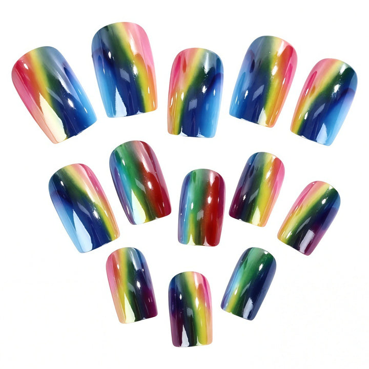 Colorful artificial nails in rainbow design Stornfield