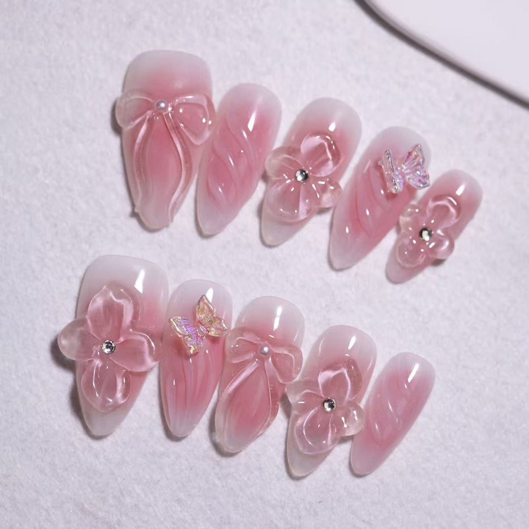 Nature-Themed Artistic Press-On Nail Set Stornfield