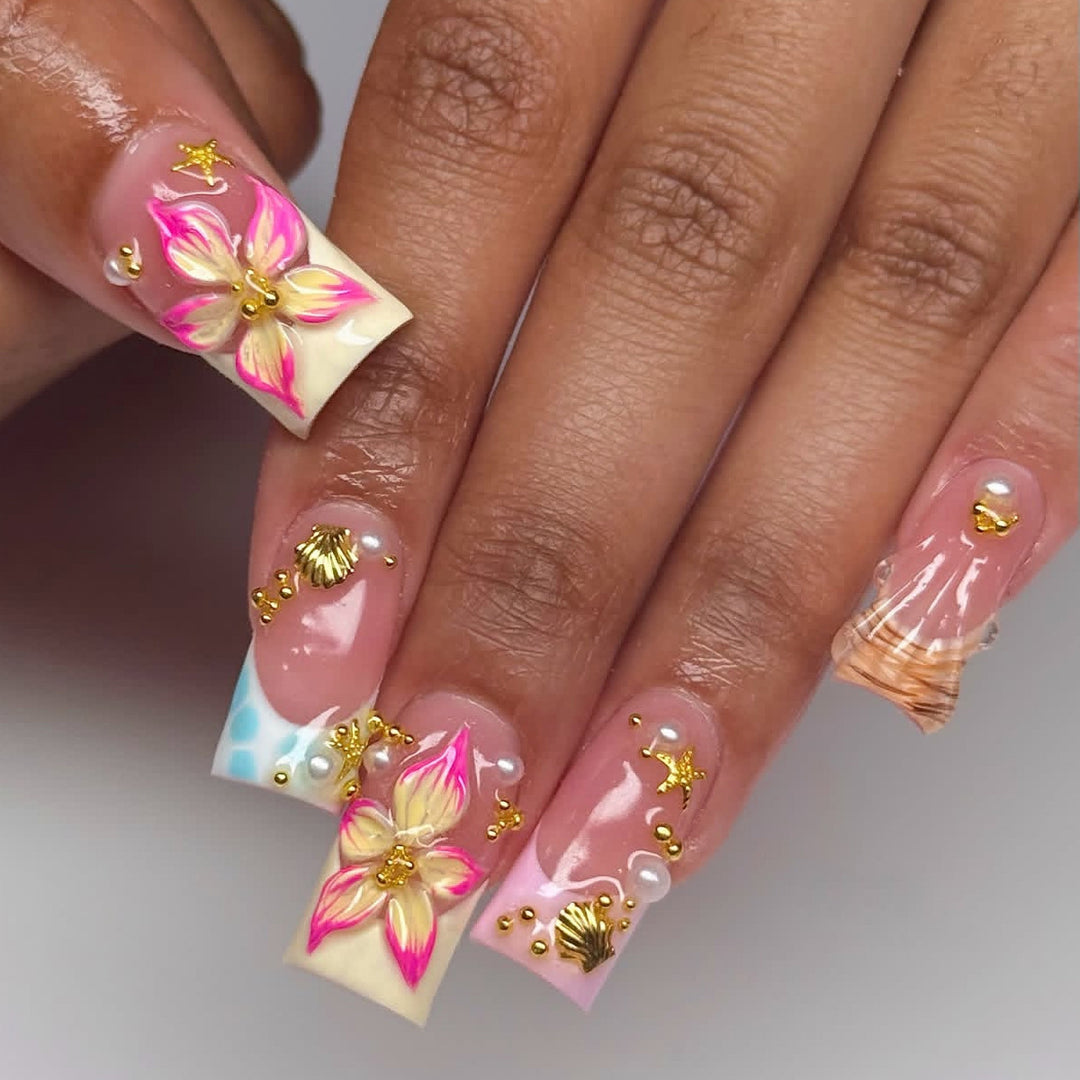 Luxury Floral Acrylic Nail Art Extensions Stornfield
