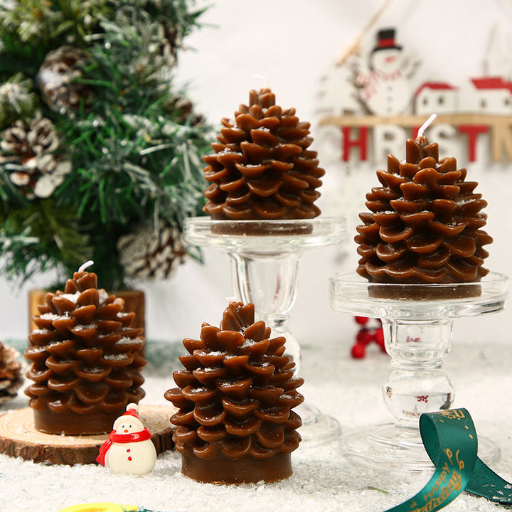 Sculptural Pinecone Decorative Candle with Oval Display Tray