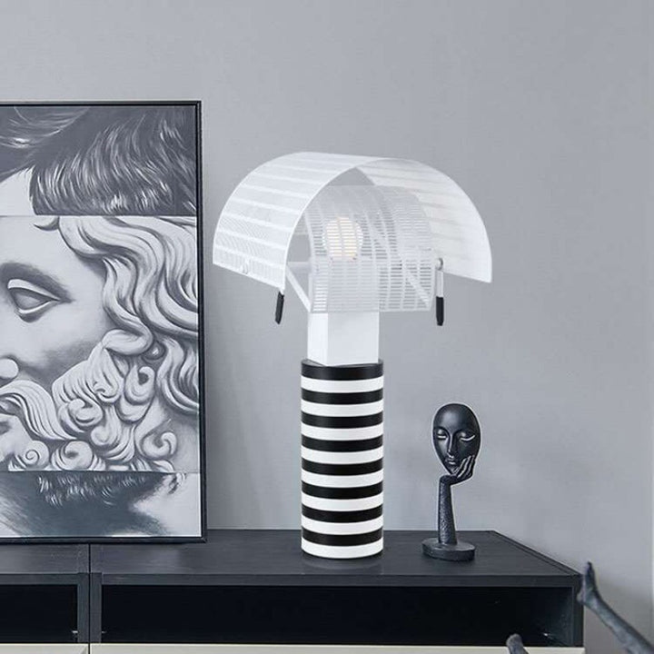 Modern Decorative Table Lamp with Striped Base