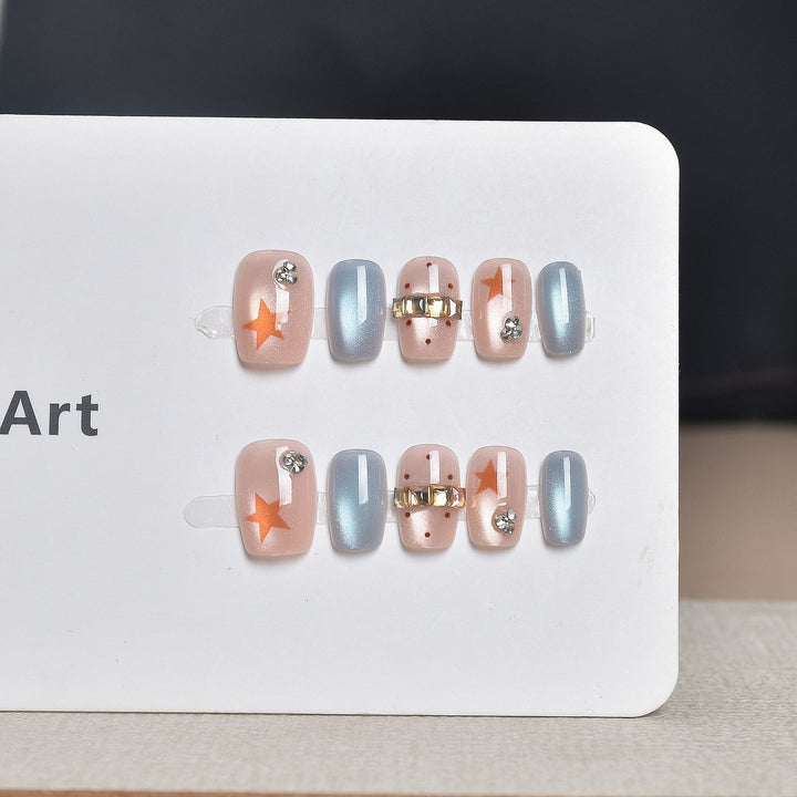 Decorative Press-On Nail Art Set with Rhinestone Accents Stornfield