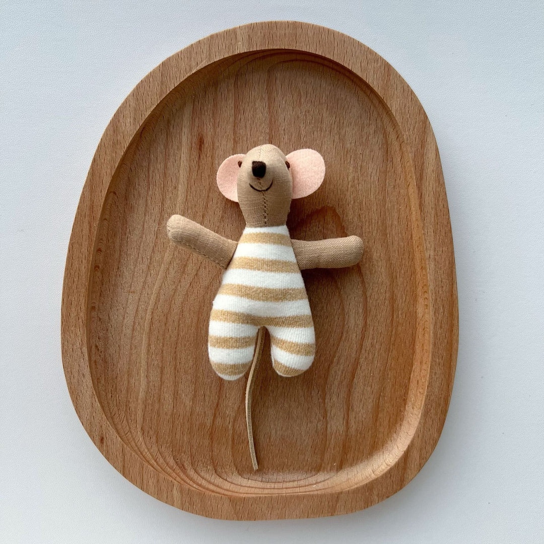 Handcrafted Cotton Plush Mouse Doll with Crocheted Dress