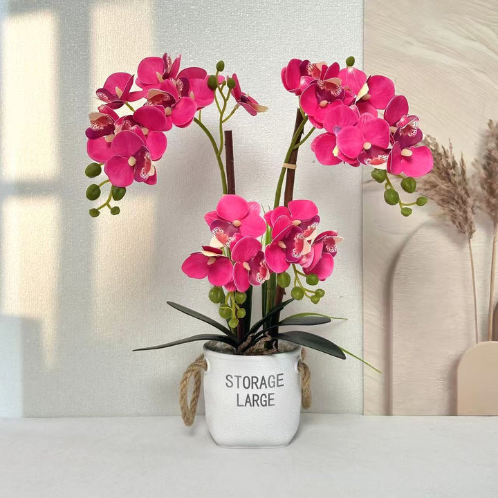 Lifelike Orchid Plant in Decorative Pot for Home Decor