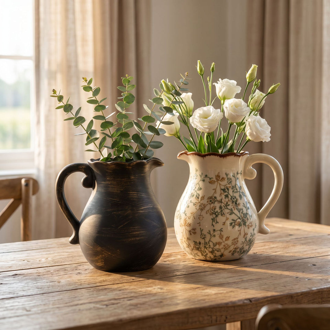 Elegant ceramic jug with floral patterns Stornfield