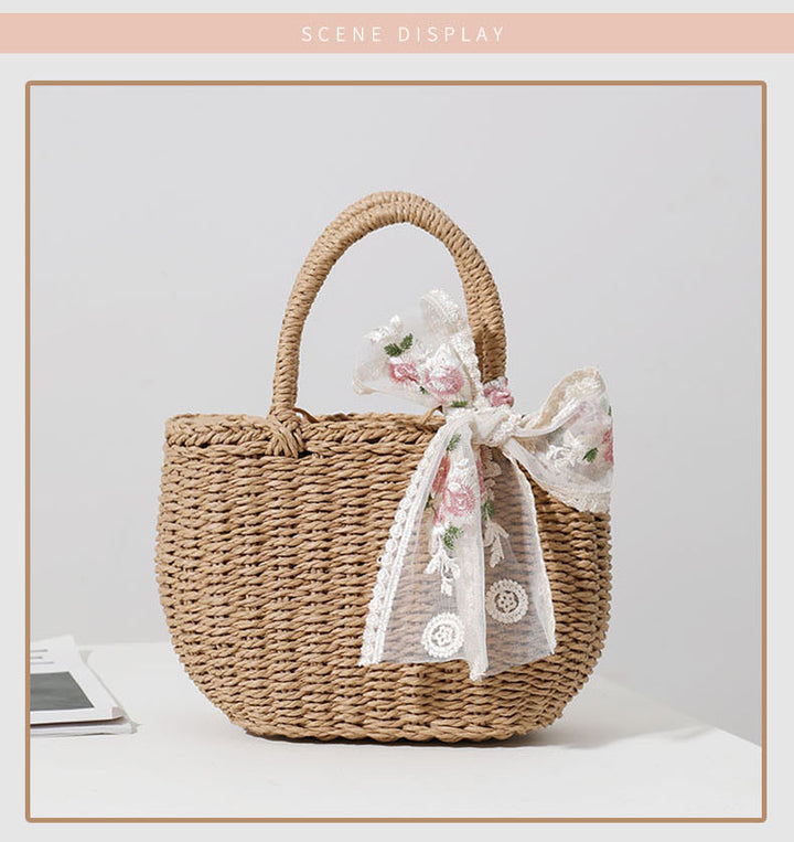 Elegant Bast bag with Floral Bow Detail Stornfield