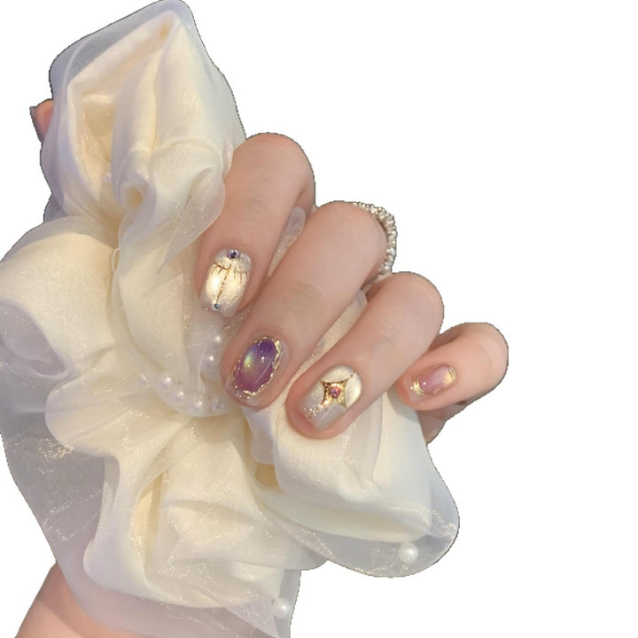 Elegant Artificial Nail Set with Glamorous Rhinestone and Glitter Details Stornfield