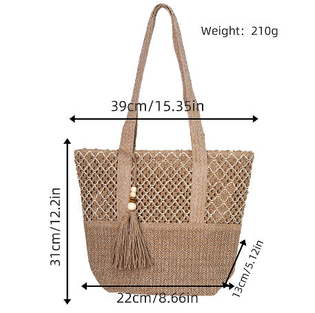 Beach bag with mesh structure and tassel details Stornfield