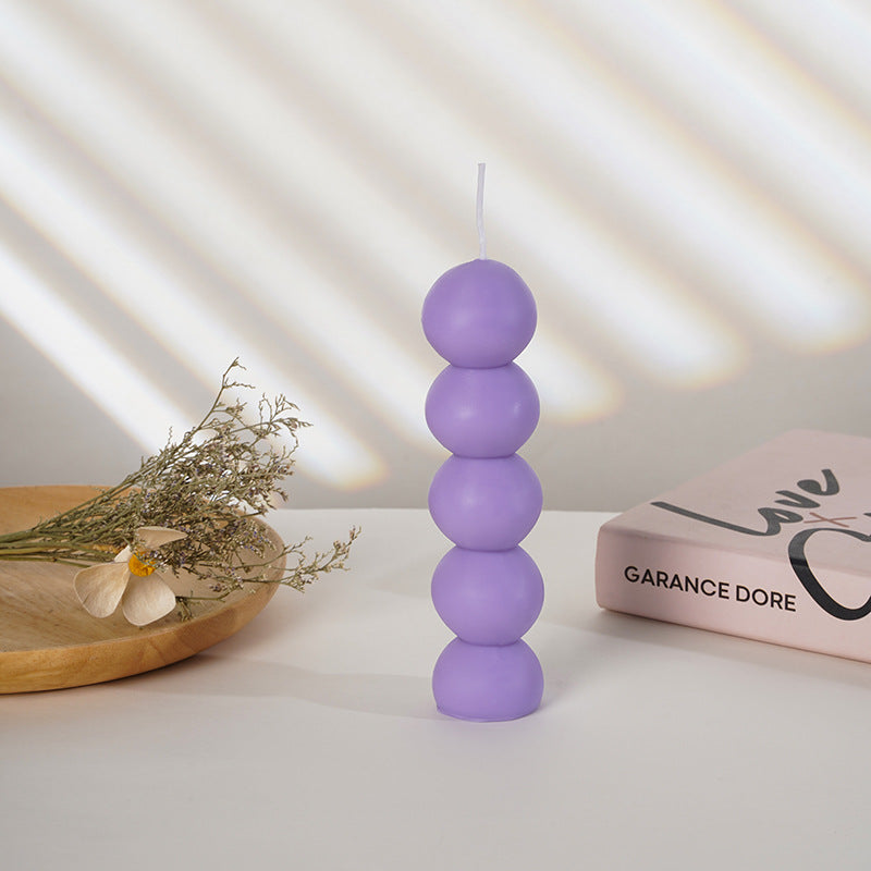 Stacked Sphere Sculptural Soy Wax Column Candle