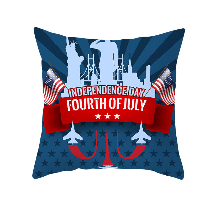 Patriotic Independence Day Cotton Canvas Throw Pillow Cover