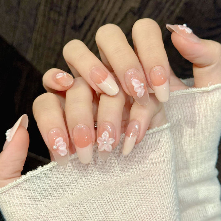 Floral Acrylic Press-On Nail Art Set