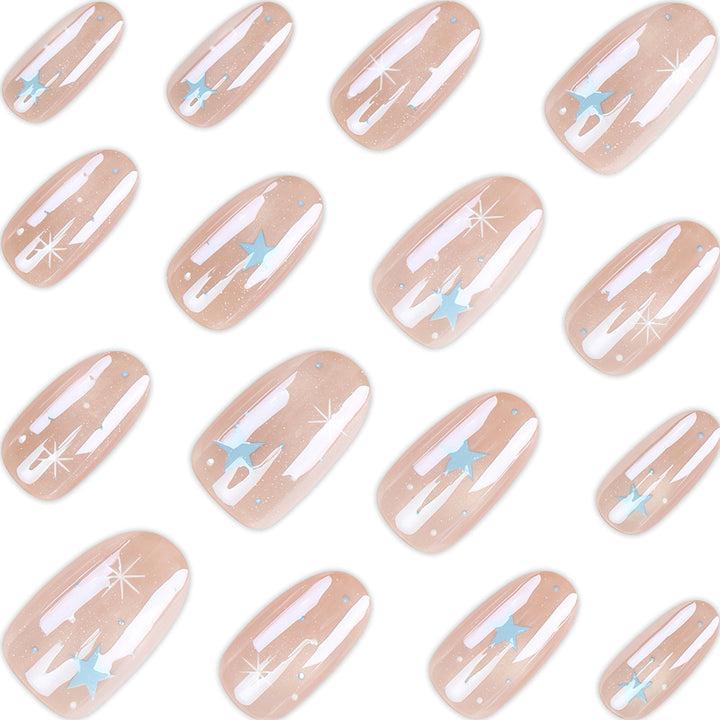 Artistic Press-On Nail Set with Celestial Design Stornfield