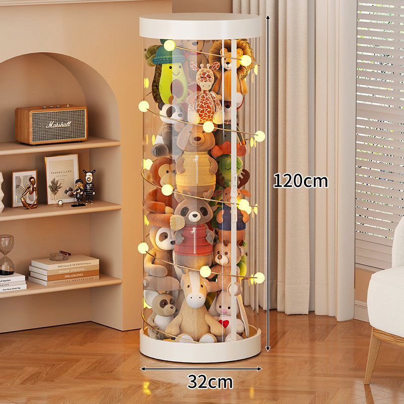 Tall Transparent Cylindrical Plush Toy Display & Storage Tower