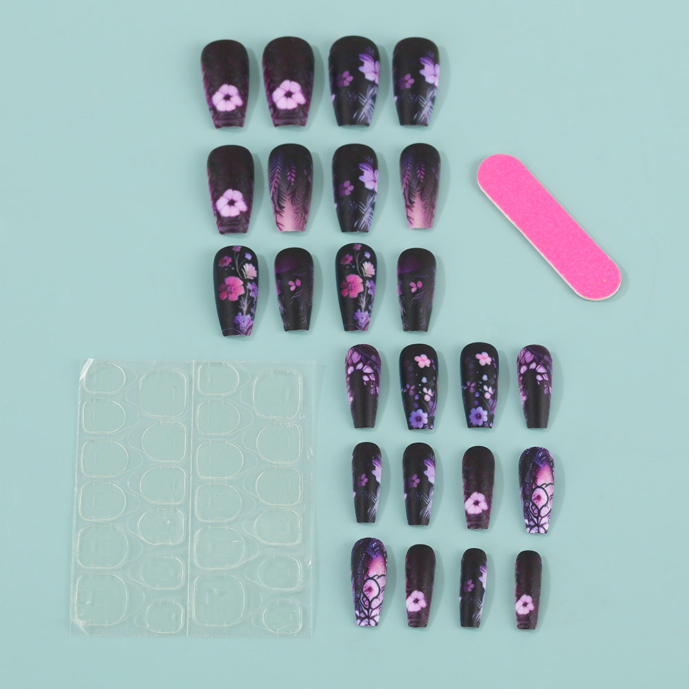 Artificial nails with floral and matte patterns Stornfield