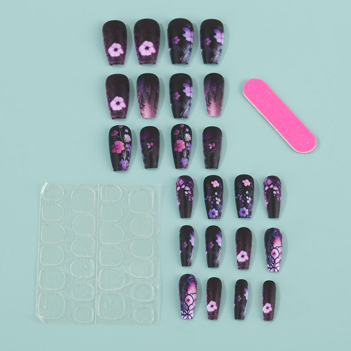 Artificial nails with floral and matte patterns Stornfield
