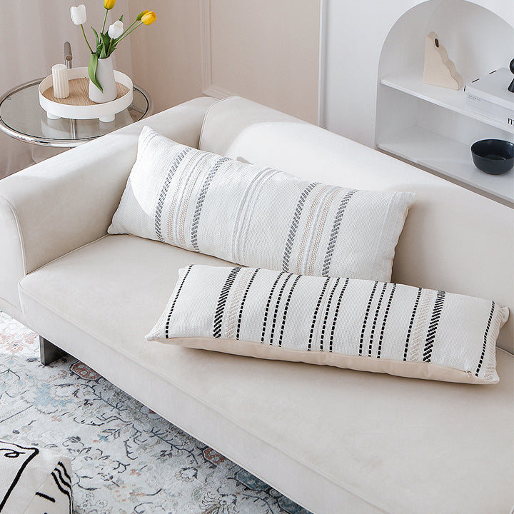 Long woven cushion cover in Boho stripe look with cotton texture Stornfield