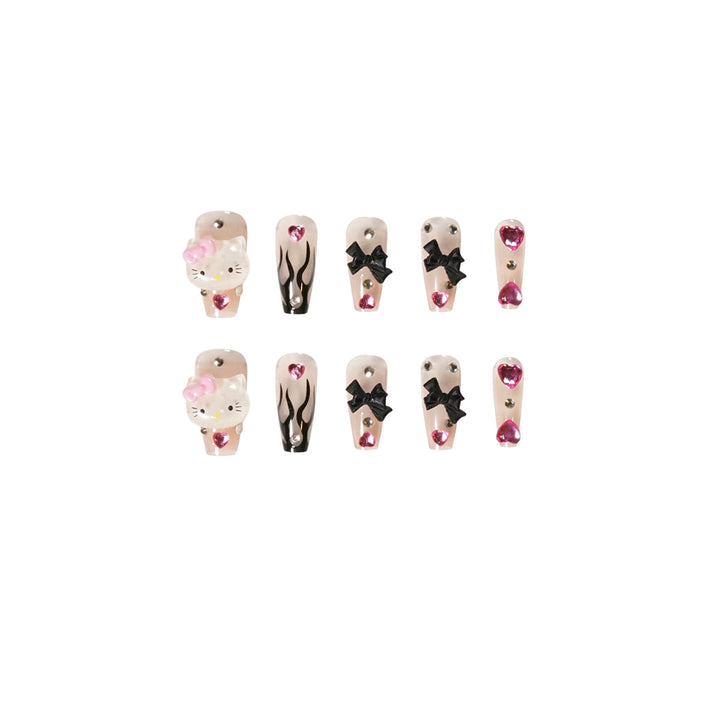 Artful nail extensions with Hello Kitty and floral accents Stornfield