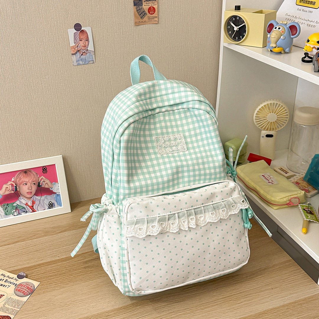 Stylish Gingham Patterned Backpack Stornfield