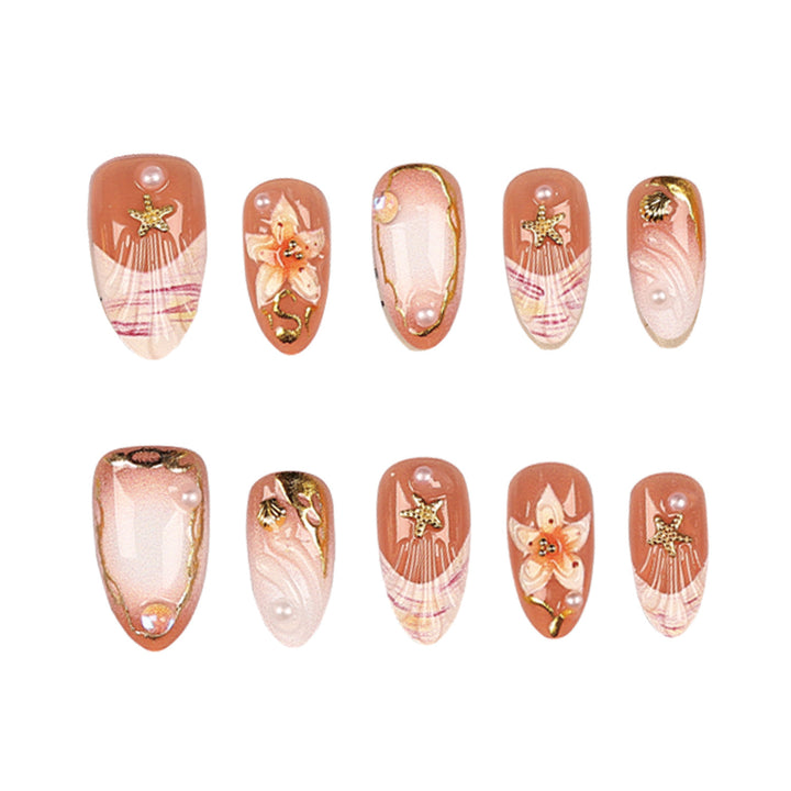 Artistic Floral Press-On Nail Tips Set