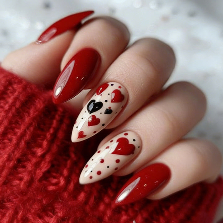 Heart-Themed Press-On Nail Art Set Stornfield