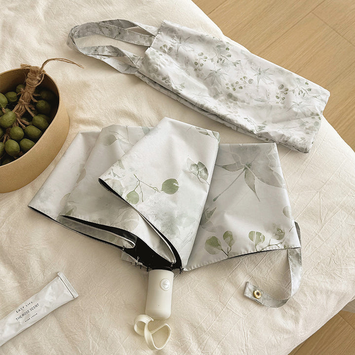 Women's Foldable Umbrella with Elegant Botanical Pattern Stornfield
