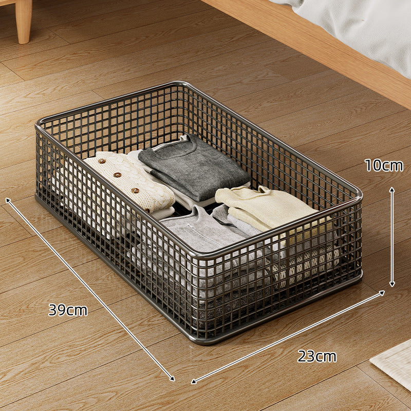 Low-Profile Metal Mesh Under-Bed Storage Basket