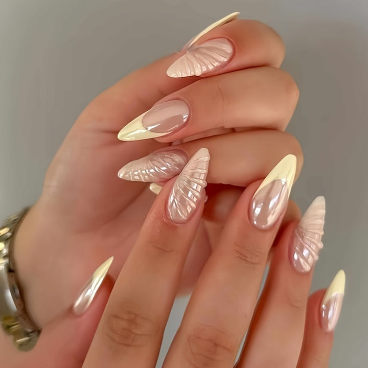 Sculpted Almond-Shaped Press-On Nail Set Stornfield