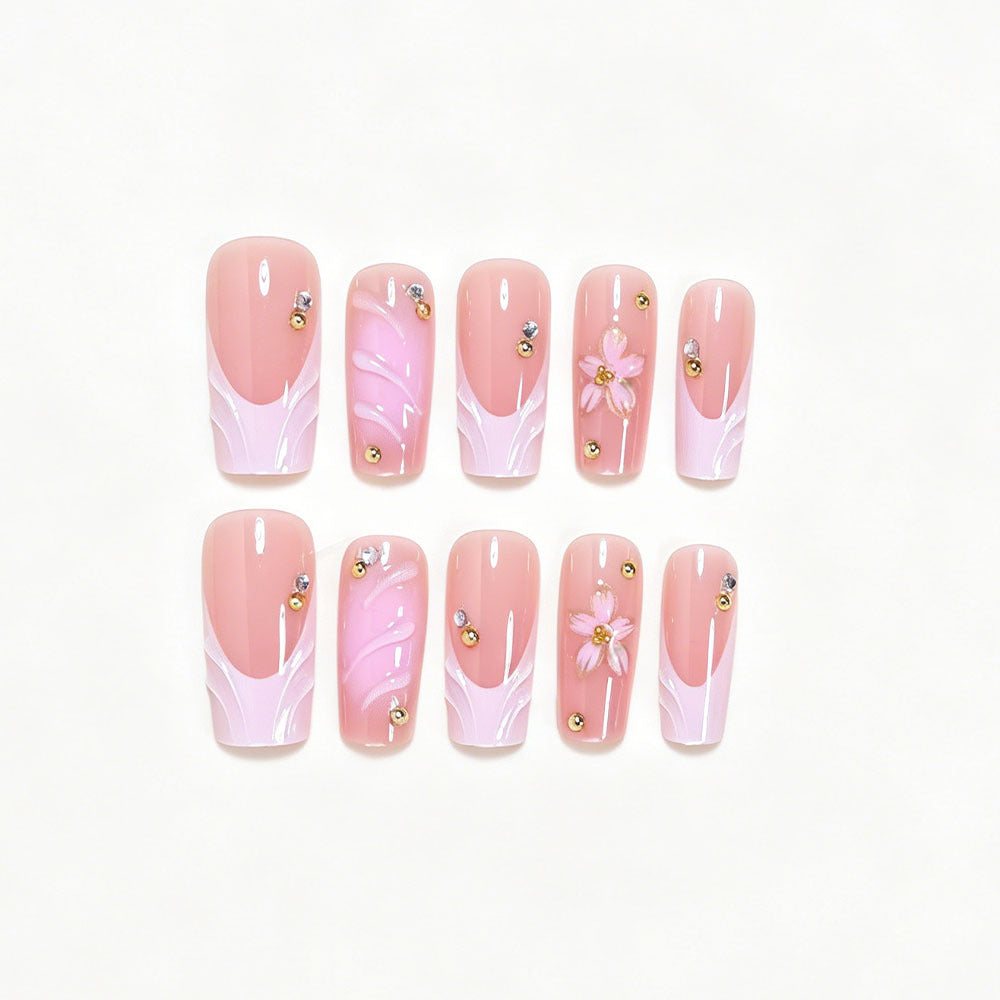 Elegant Floral Nail Art Press-On Set Stornfield