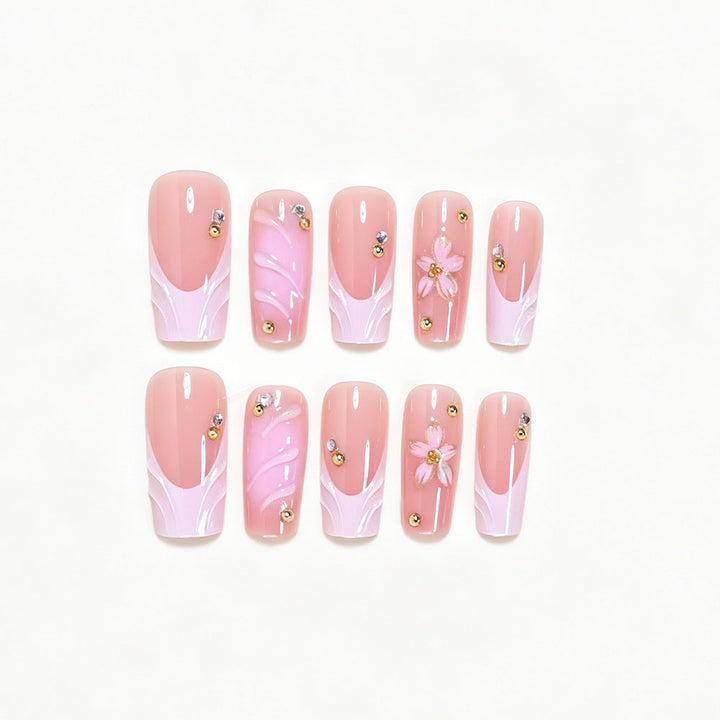 Elegant Floral Nail Art Press-On Set Stornfield