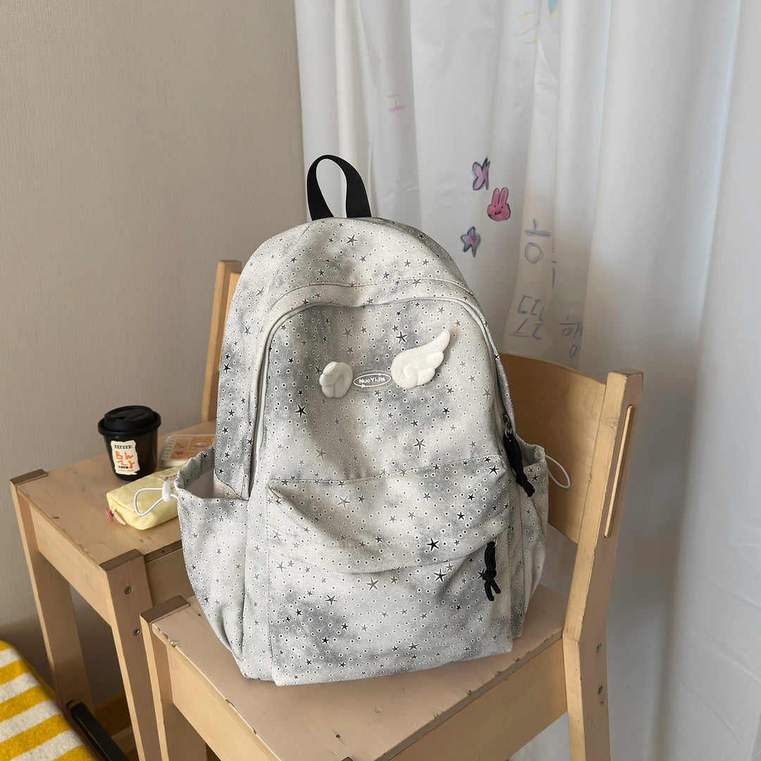 Functional Backpack with Decorative Wing Accents Stornfield