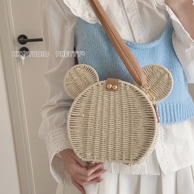 Ladies Round Basket with Rabbit Ear Design Stornfield