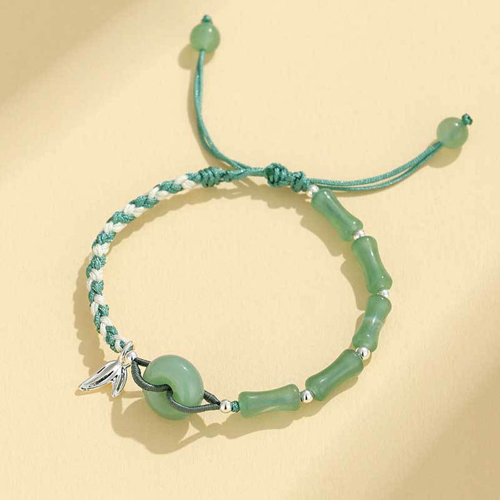 Adjustable Gemstone and Leaf Charm Bracelet Stornfield