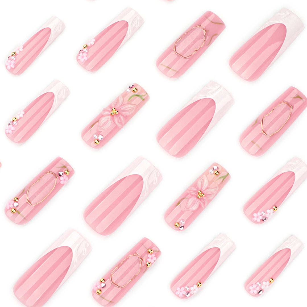 Artful nail extensions with floral embellishments Stornfield