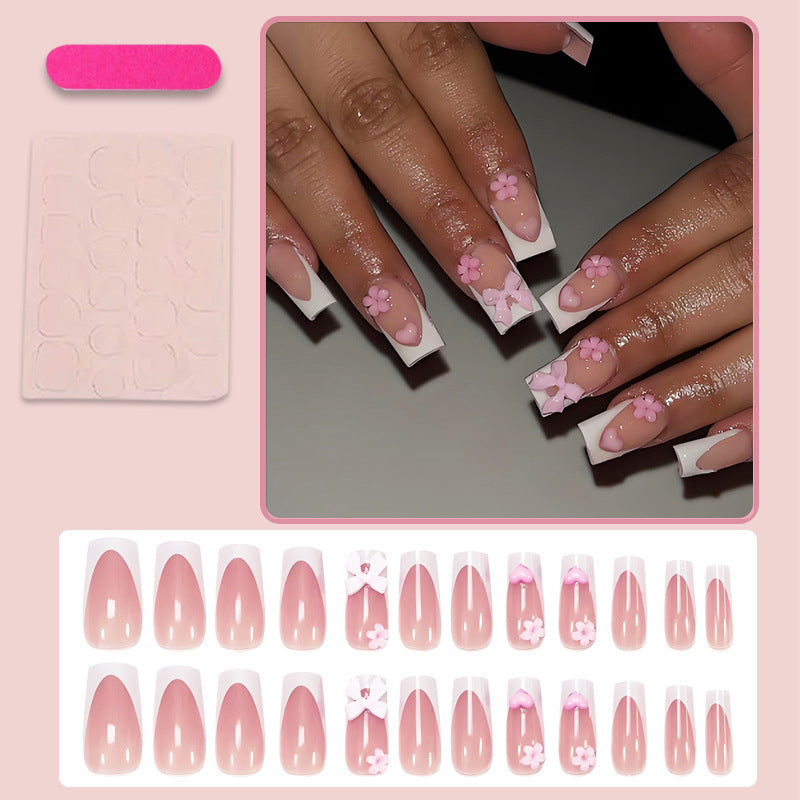 Artificial nail set with romantic flowers and elegant accents Stornfield