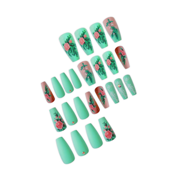 Floral Embellished Press-On Nail Set Stornfield