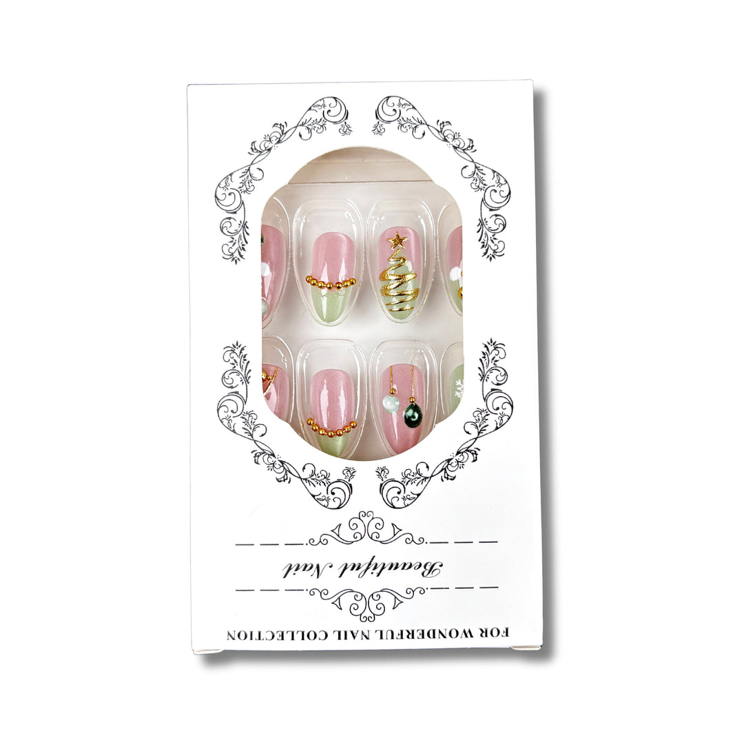 Decorative Press-On Nail Art Set with Holiday Design