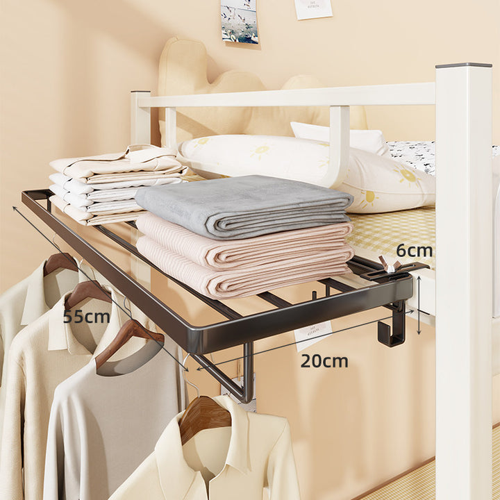 Over-Bunk Bed Rail Hanging Drying and Clothes Organizer Rack