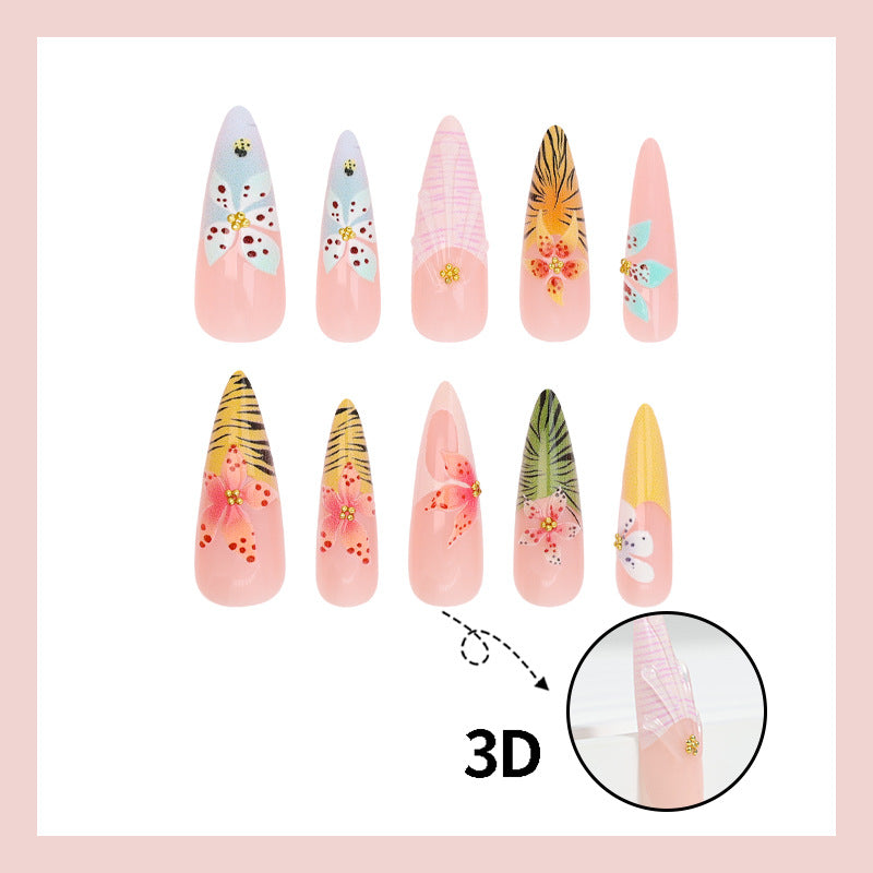 Nail art set with elegant floral designs Stornfield