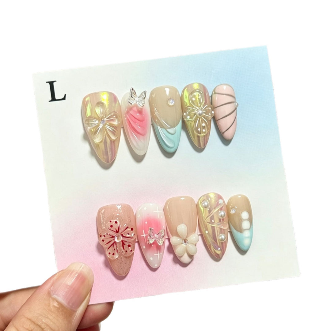 Handmade Floral Design Press-On Nails Set