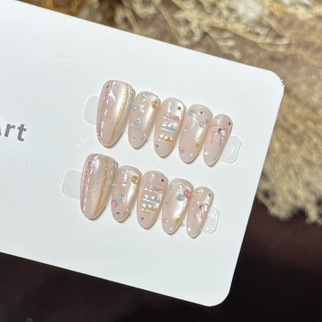Starry Galaxy-Inspired Press-On Nail Art Set Stornfield