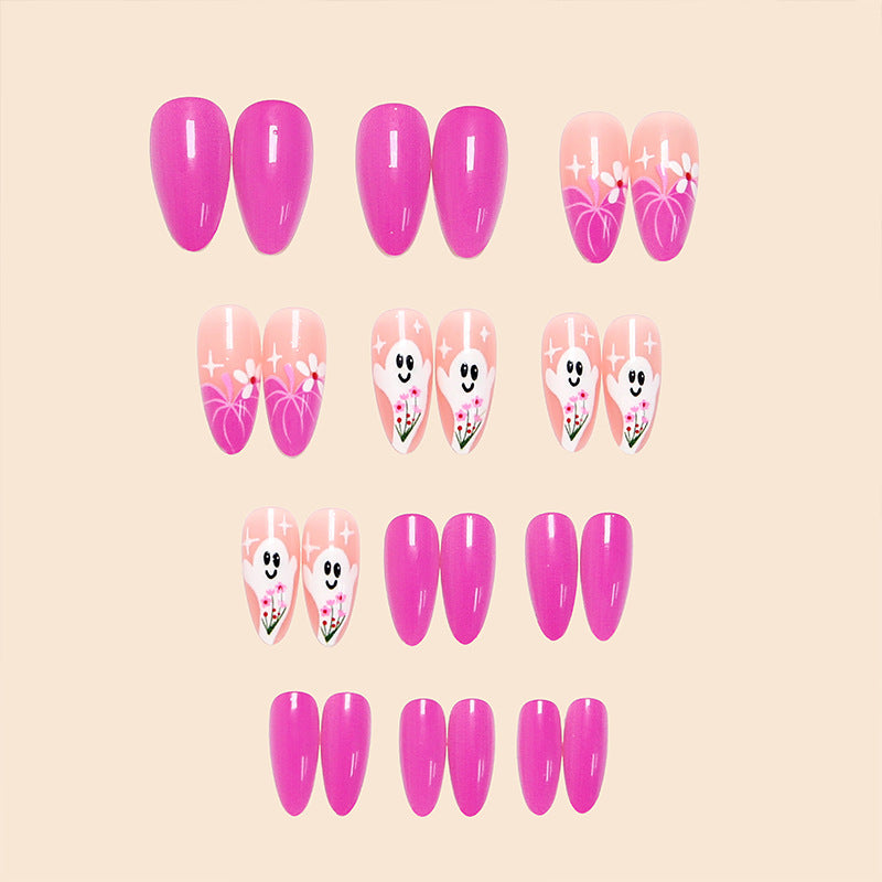 Creative nail tips with ghost design and flower motifs Stornfield
