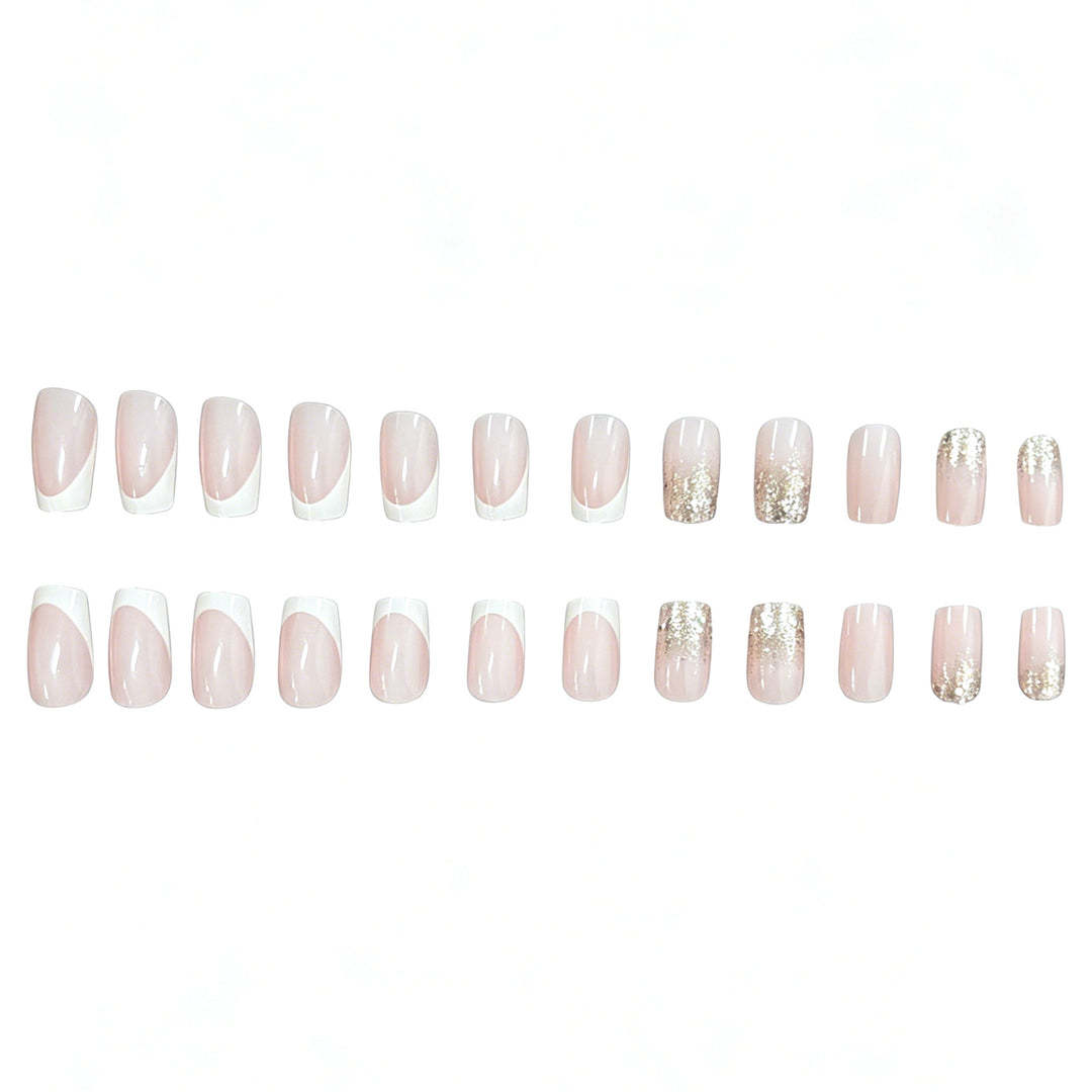 Glamorous French Tip Glitter Nail Extensions Stornfield