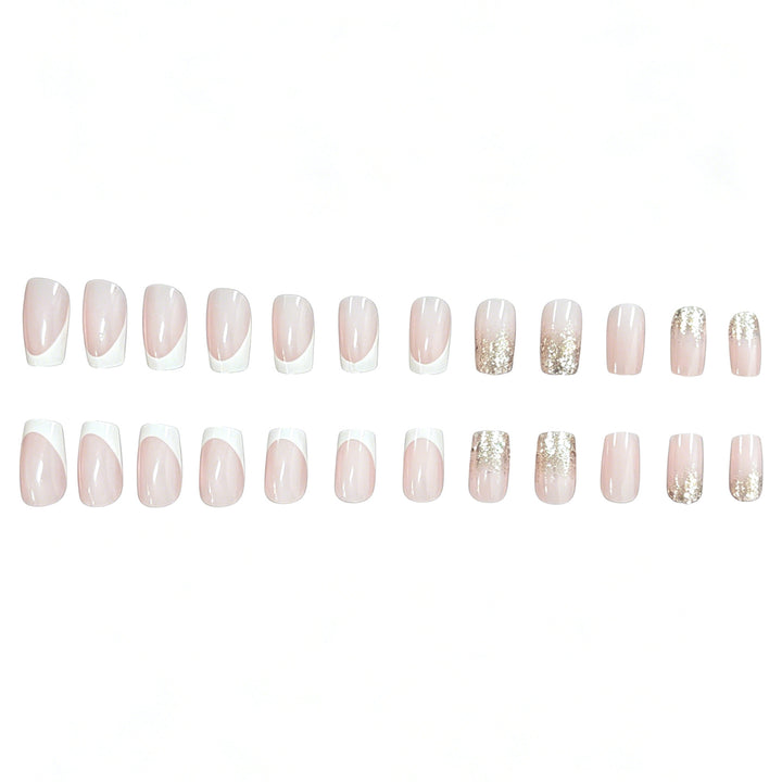 Glamorous French Tip Glitter Nail Extensions Stornfield