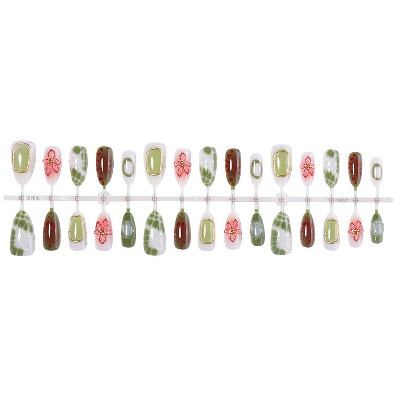 Decorative Press-On Nail Art Set with Floral and Gem Accents Stornfield 1788496103
