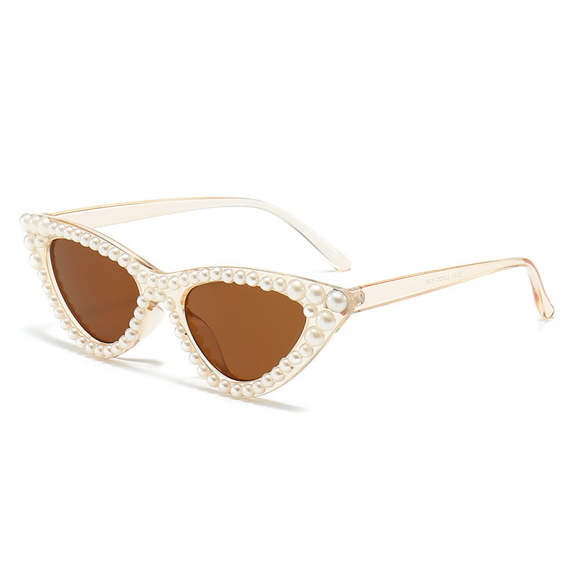 Cat-Eye Sunglasses with Pearl Accents
