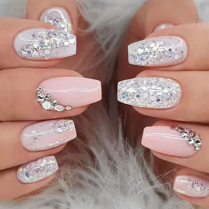 Elegant Nail Art with Glitter Details Stornfield