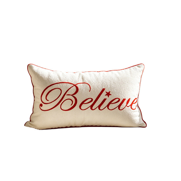 Embroidered Textured Christmas Tree Square Throw Pillow Cover